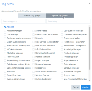 Select System Tag Security Roles